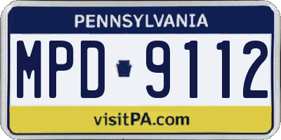 PA license plate MPD9112