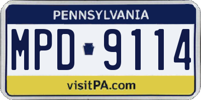 PA license plate MPD9114