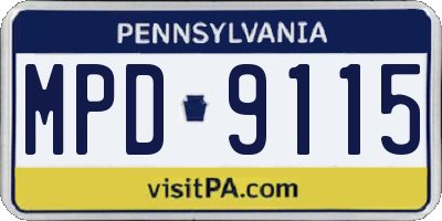 PA license plate MPD9115