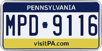PA license plate MPD9116