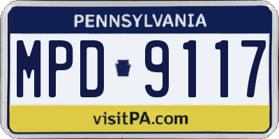 PA license plate MPD9117