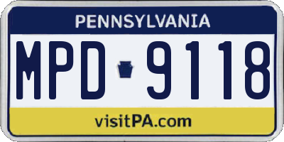 PA license plate MPD9118
