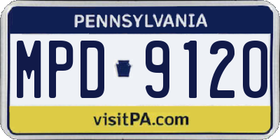 PA license plate MPD9120