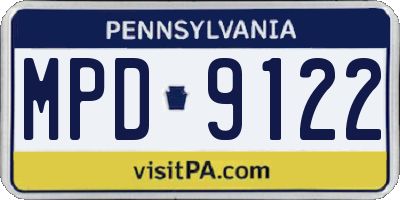 PA license plate MPD9122