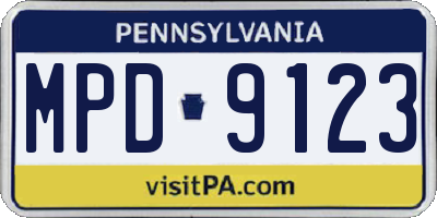 PA license plate MPD9123