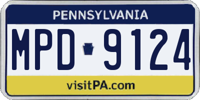 PA license plate MPD9124
