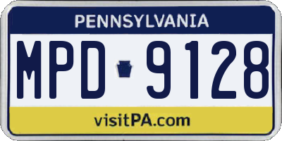 PA license plate MPD9128