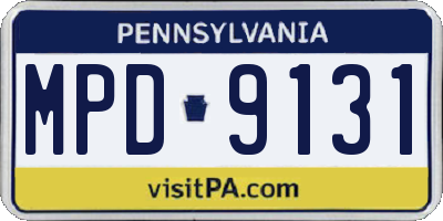 PA license plate MPD9131
