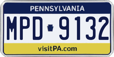 PA license plate MPD9132