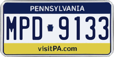 PA license plate MPD9133