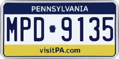 PA license plate MPD9135