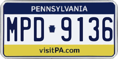 PA license plate MPD9136