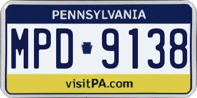 PA license plate MPD9138