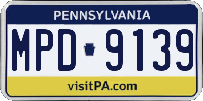 PA license plate MPD9139