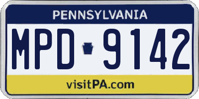 PA license plate MPD9142