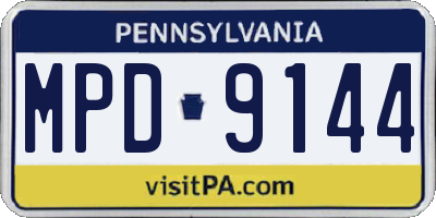 PA license plate MPD9144