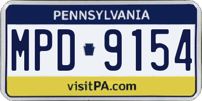 PA license plate MPD9154
