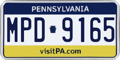 PA license plate MPD9165