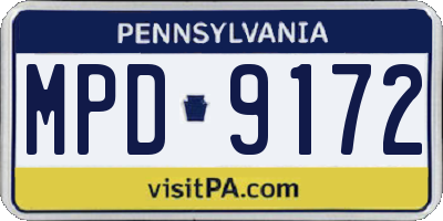 PA license plate MPD9172