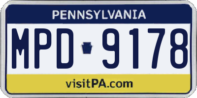PA license plate MPD9178