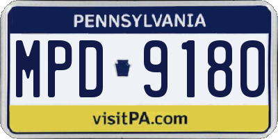 PA license plate MPD9180