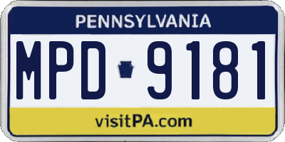 PA license plate MPD9181