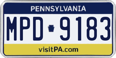 PA license plate MPD9183