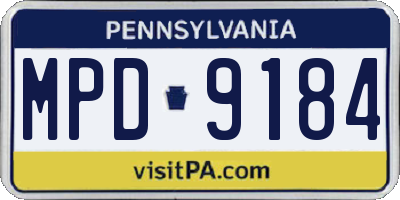 PA license plate MPD9184