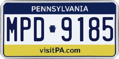 PA license plate MPD9185