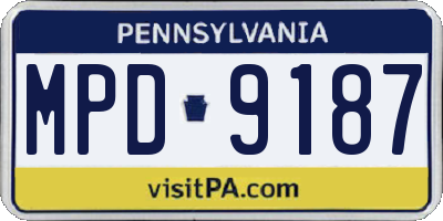 PA license plate MPD9187