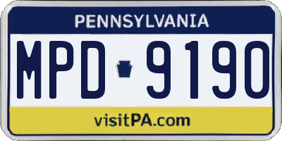 PA license plate MPD9190