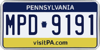 PA license plate MPD9191