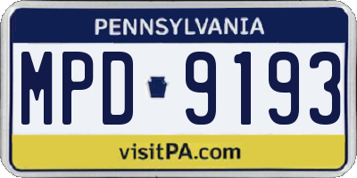 PA license plate MPD9193
