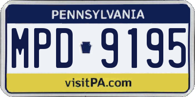PA license plate MPD9195