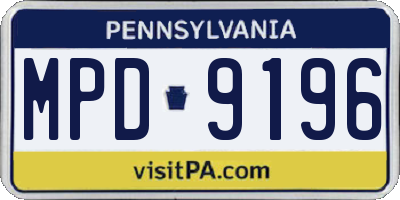 PA license plate MPD9196