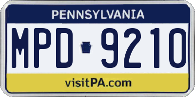 PA license plate MPD9210