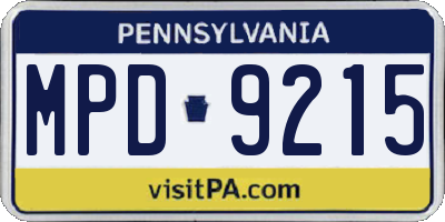 PA license plate MPD9215