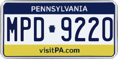PA license plate MPD9220