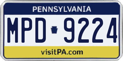PA license plate MPD9224
