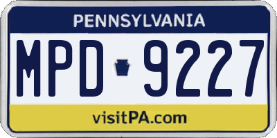 PA license plate MPD9227