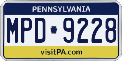 PA license plate MPD9228