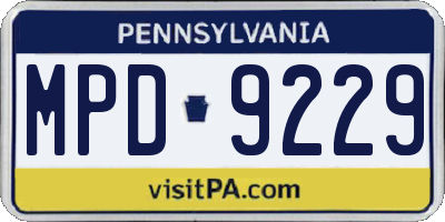 PA license plate MPD9229
