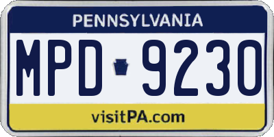 PA license plate MPD9230