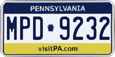 PA license plate MPD9232