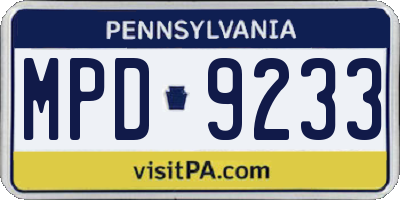 PA license plate MPD9233