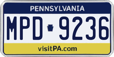 PA license plate MPD9236