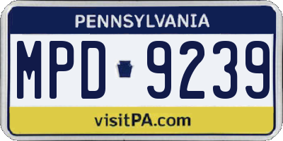 PA license plate MPD9239
