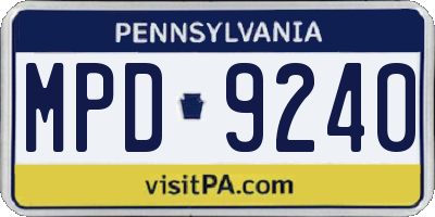 PA license plate MPD9240