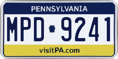 PA license plate MPD9241