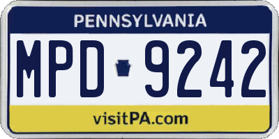 PA license plate MPD9242
